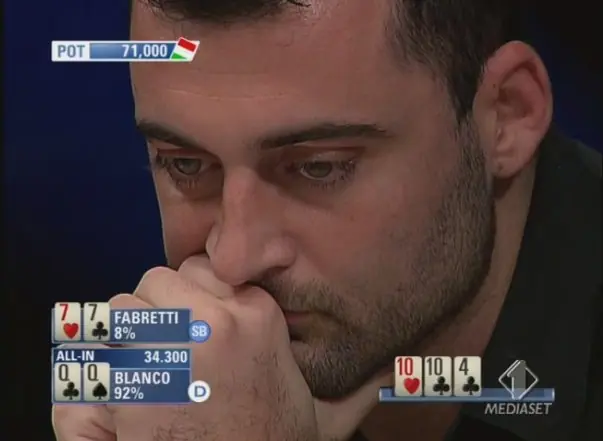 Cristiano Blanco on TV during poker tournament